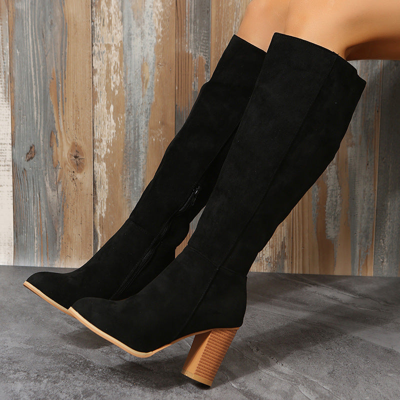 Damen Modische Overknee-Stiefel mit elegantem Blockabsatz und rutschfester Sohle ModeGeist