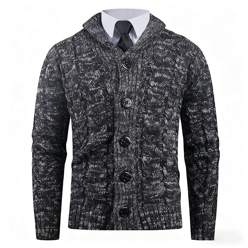 Herren Strickjacke mit Zopfmuster und schickem Schalkragen ModeGeist