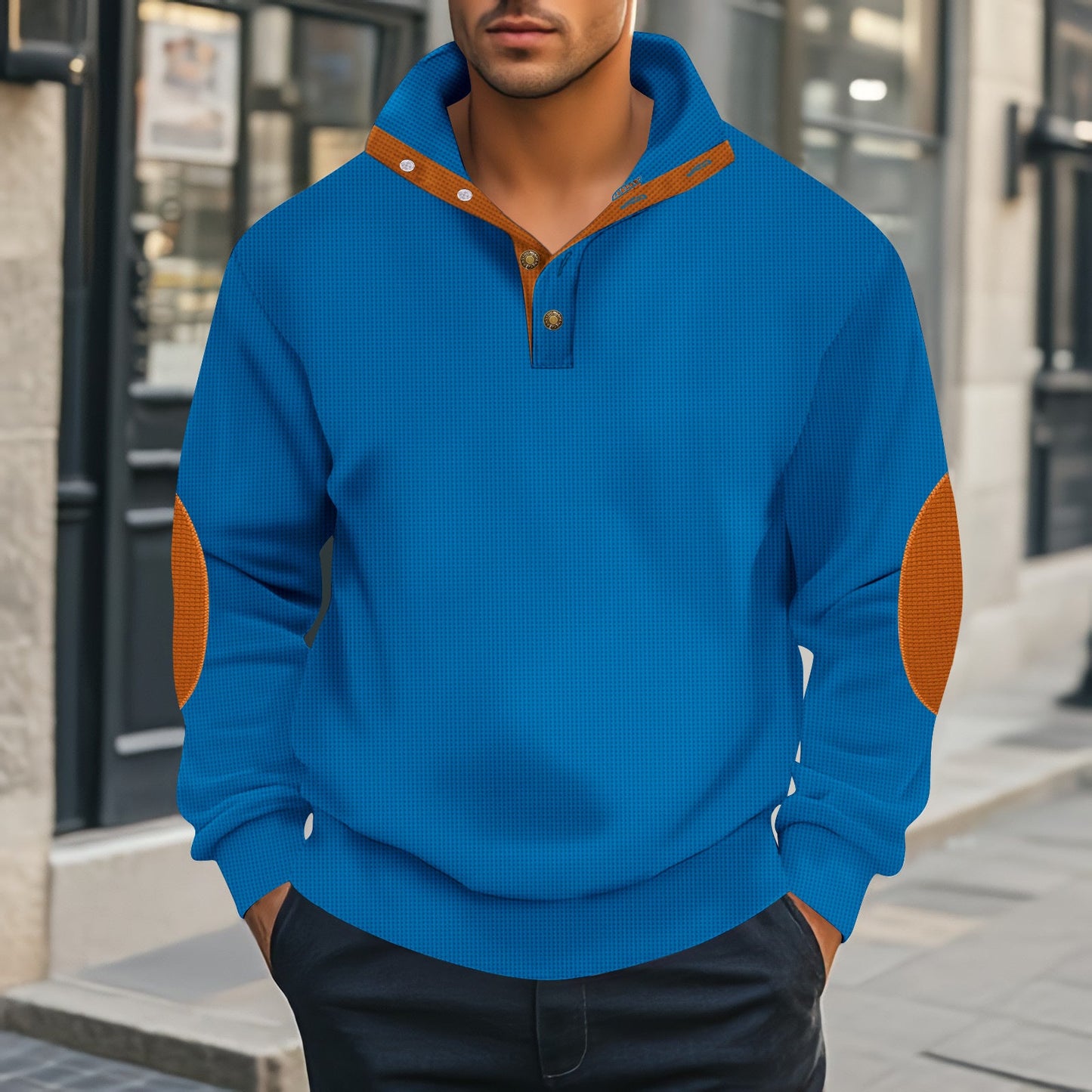 Herren Henley-Pullover mit strukturiertem Design und Kontrastakzenten ModeGeist