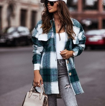 Damen Karierte Overshirt-Jacke mit praktischen Brusttaschen ModeGeist