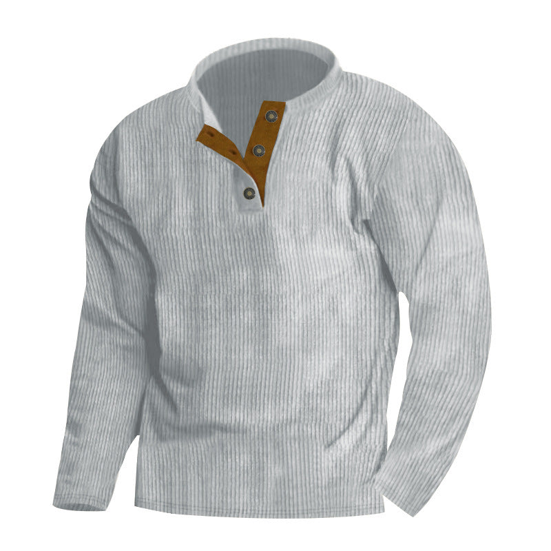 Herren Pullover mit strukturierter Oberfläche und Knopfleisten-Detail ModeGeist