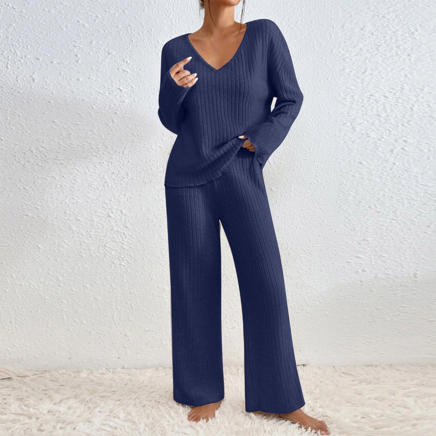 Damen Lässiges Strick-Loungewear-Set ModeGeist