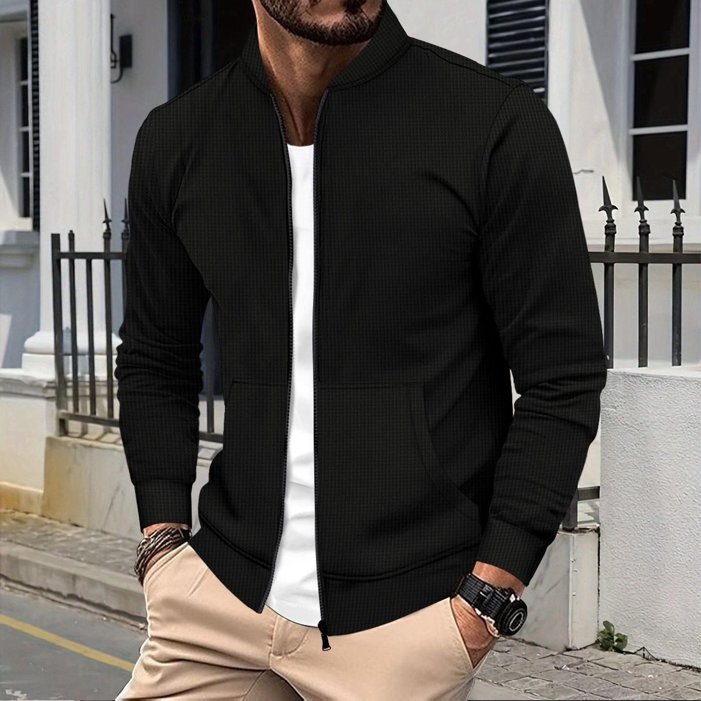 Herren sportliche Freizeitjacke mit Reißverschluss und praktischen Taschen ModeGeist
