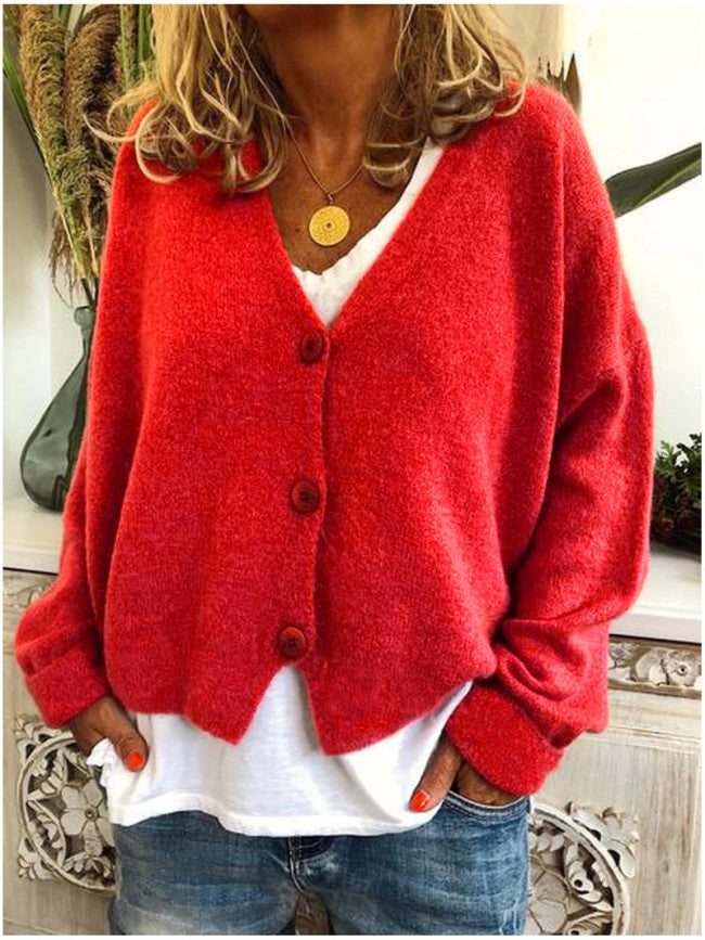 Damen Lässiger Strickcardigan mit offenem Design und knöpfbarem Verschluss ModeGeist