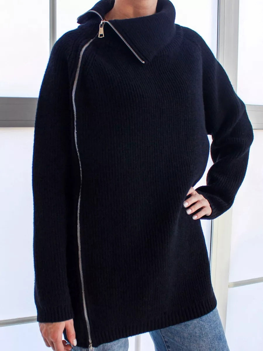ModeGeist | Wärmer Bequemer Damenpullover mit Reißverschluss