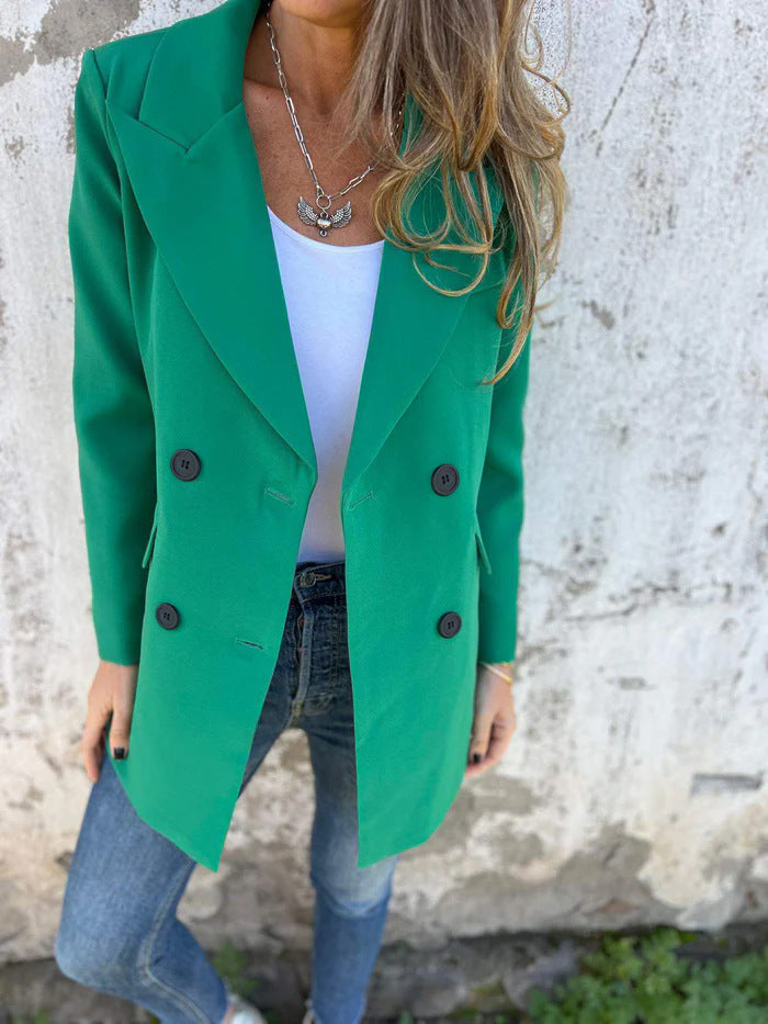 Damen Eleganter Double-Breasted Blazer mit zeitlosem Schnitt und leichten Schulterpolstern ModeGeist