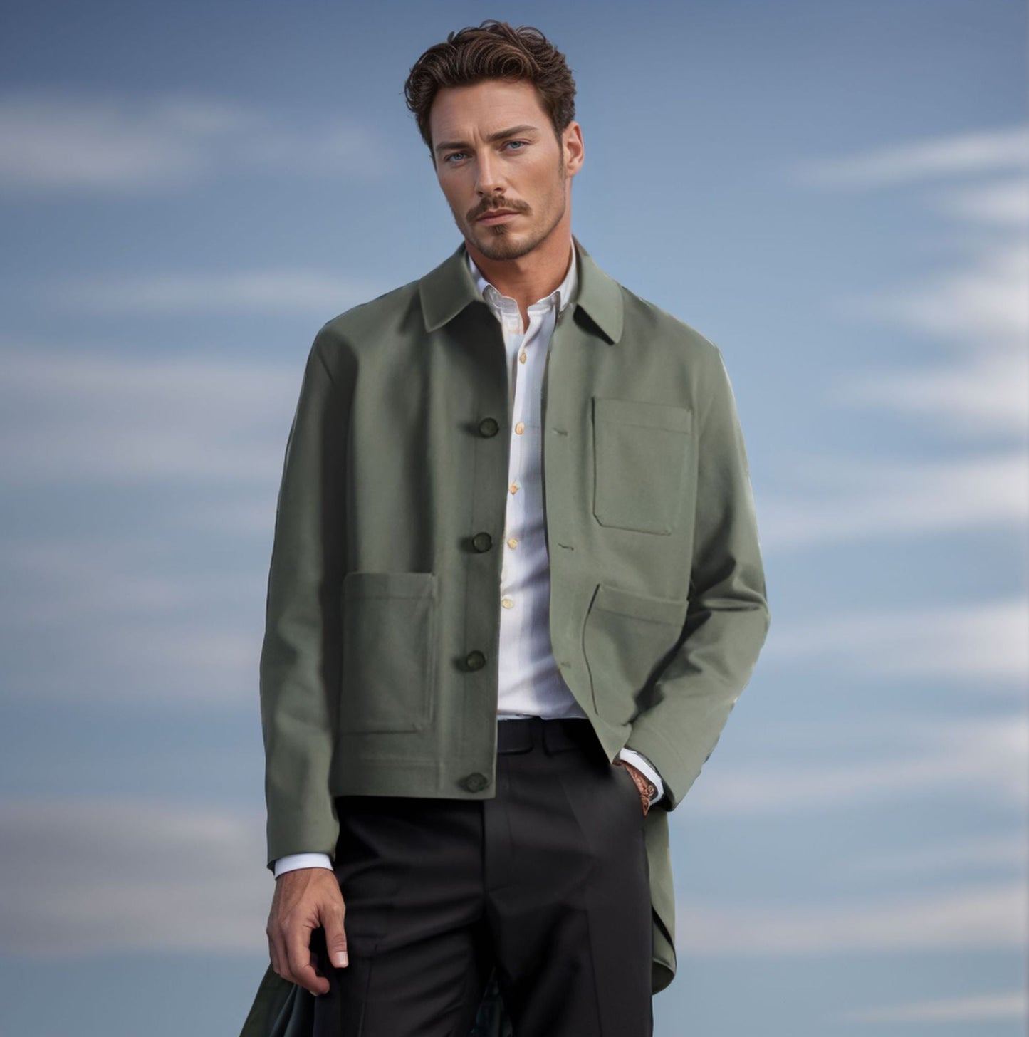 Herren moderne Utility-Jacke mit praktischen Taschen und hohem Kragen ModeGeist