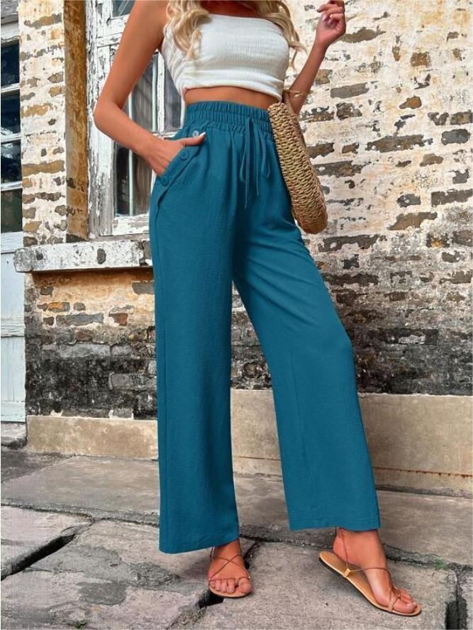 Damen Elegante Freizeit-Hosen mit elastischem Bund und seitlichen Taschen ModeGeist