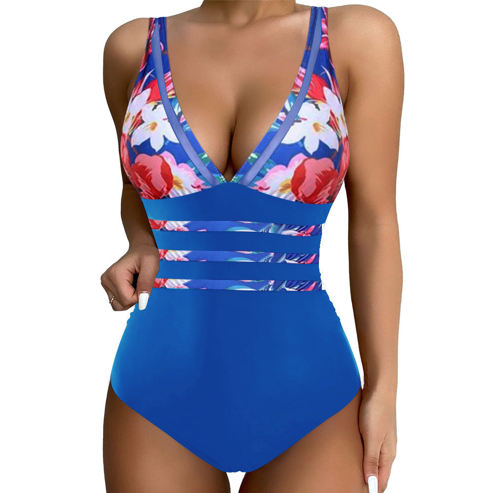Modische Damenbikinis mit hohem Beinansatz und Blumenmuster