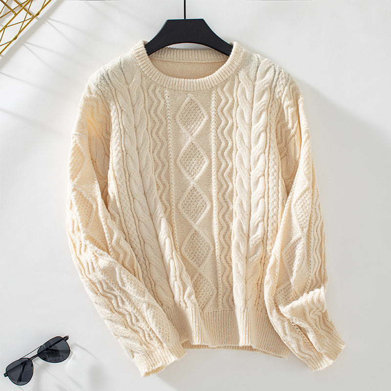 Damen Grobstrickpullover mit strukturiertem Zopfmuster ModeGeist