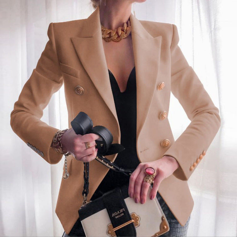 Damen Edler Blazer mit Goldknopf-Detail und klassischem Schnitt ModeGeist