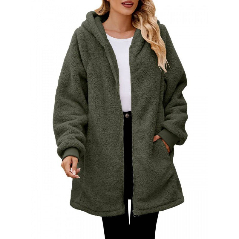 Damen Kuschelige Fleecejacke mit Kapuze ModeGeist