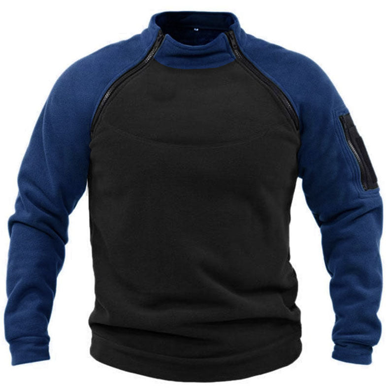 Herren Fleece-Pullover mit hohem Kragen und funktionalen Taschen ModeGeist