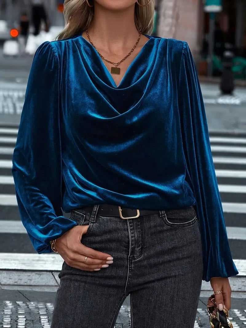Damen Elegantes Viskosebluse mit Wasserfallausschnitt ModeGeist