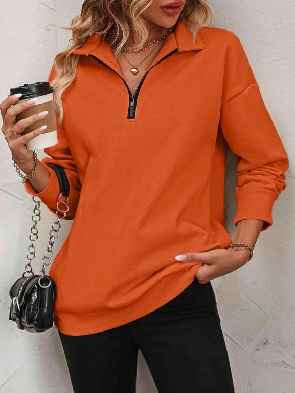 Damen Sweatshirt mit halbem Reißverschluss ModeGeist