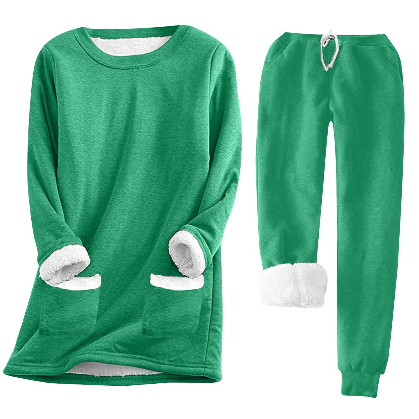 Damen Kuschelige Loungeanzug mit Fleece-Innenfutter und praktischen Taschen ModeGeist