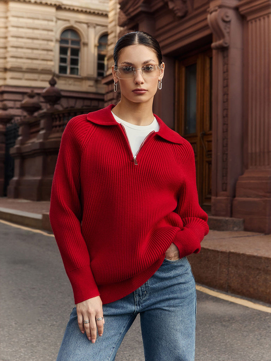 MODEGEIST Damen Strickpullover Langarm Relaxed Fit Leicht