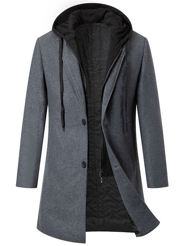 Damen eleganter Mantel mit abnehmbarer Kapuze und Fleece-Futter ModeGeist