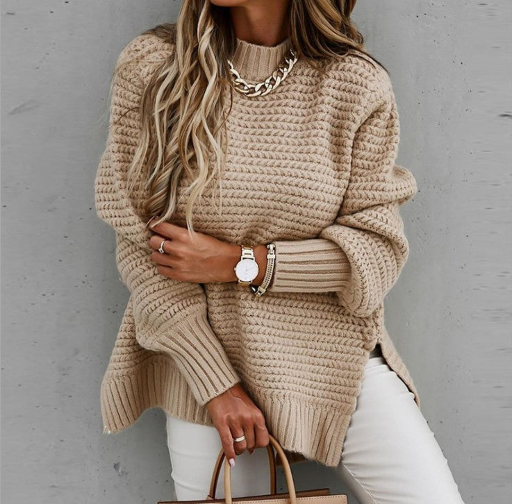 Damen kuscheliger Strickpullover mit strukturiertem Muster und weitem Schnitt ModeGeist