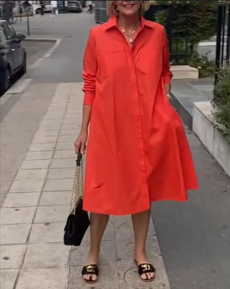 Elegantes Hemdblusenkleid für Damen mit praktischen Taschen