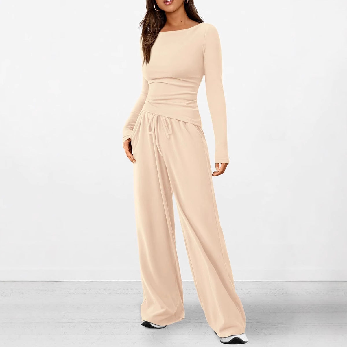 Damen elegantes und bequemes Lounge-Set mit langem Arm und elastischem Bund ModeGeist