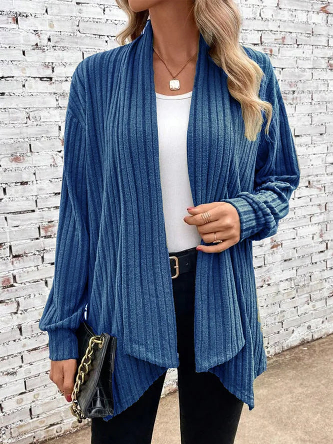 Damen lässiger Strickcardigan mit markantem Rippdesign ModeGeist