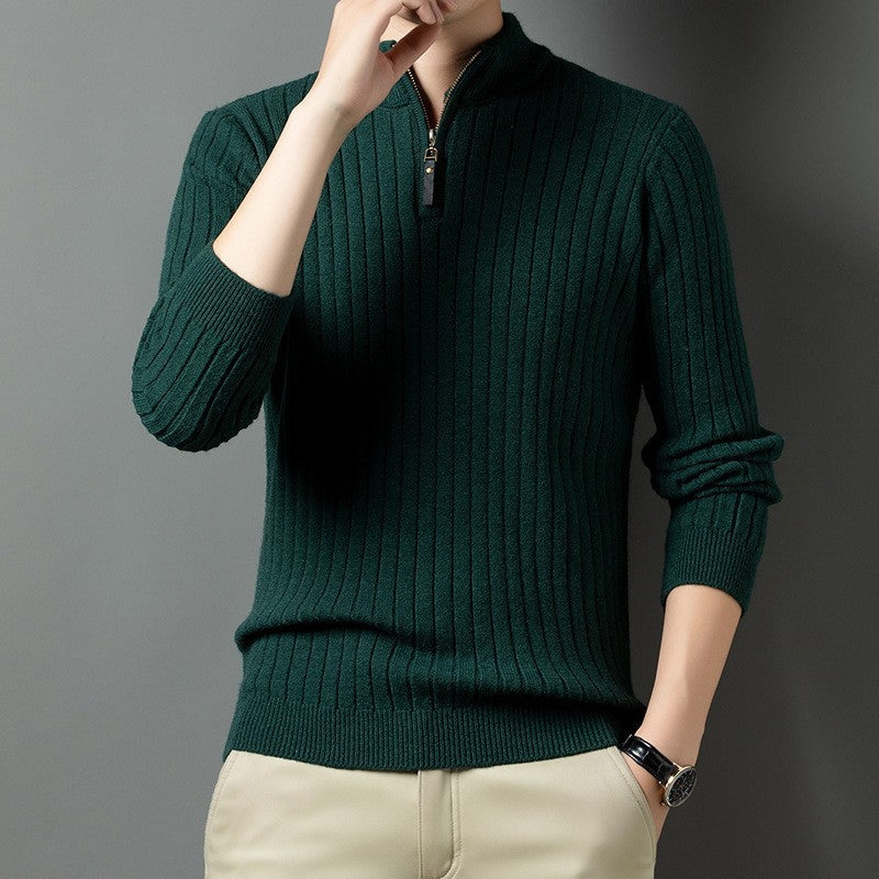 Herren Strickpullover mit modernem Stehkragen im Rippdesign ModeGeist
