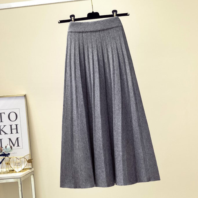 Damen Plissierter Maxi-Rock aus hochwertigem Strickstoff ModeGeist