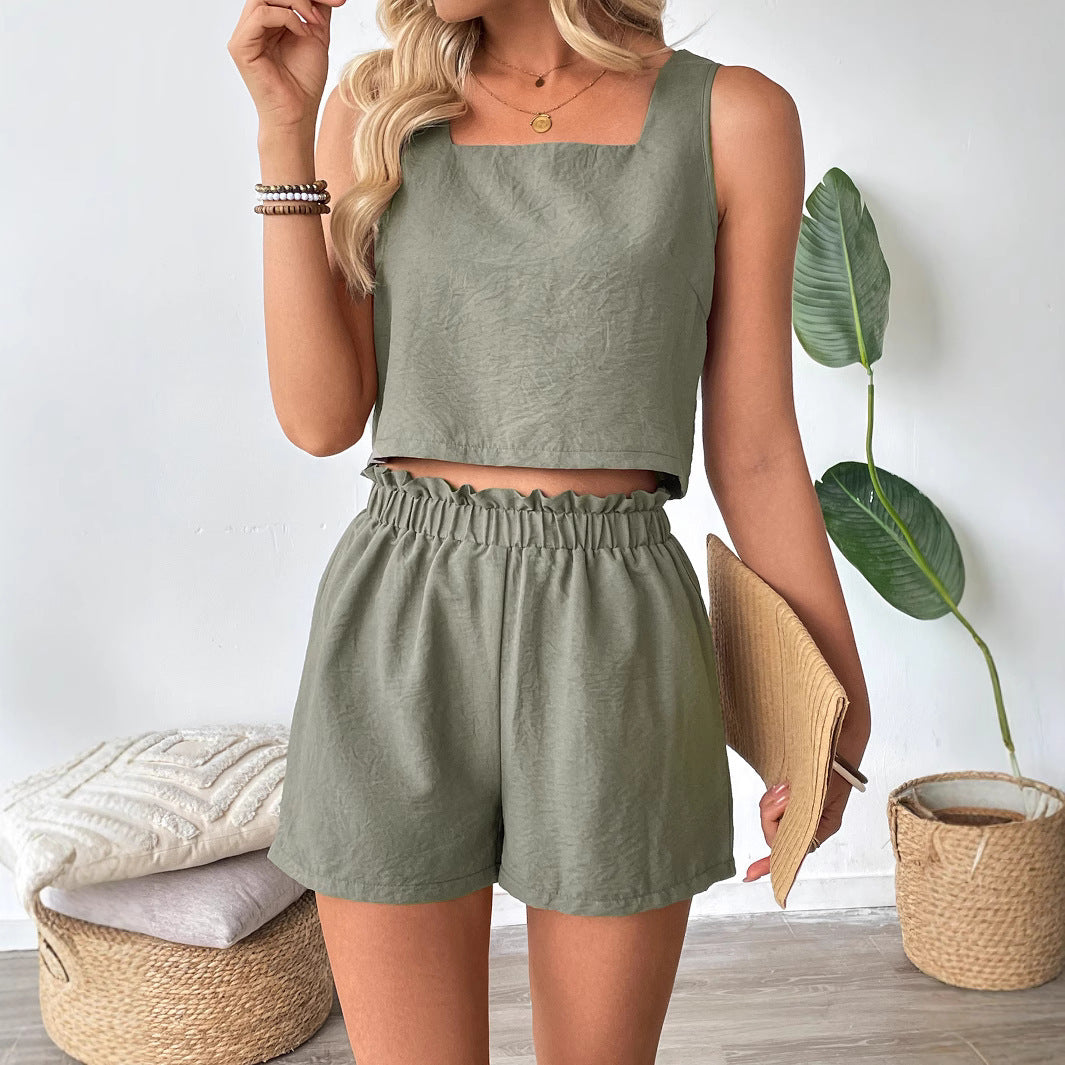Modisches Damen Crop-Top und Shorts Set mit elastischem Bund von MODEGEIST