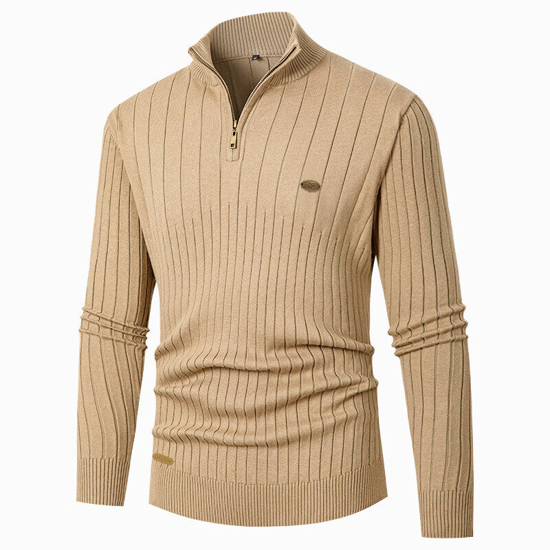 Herren Pullover mit modernem Reißverschluss und Rippenstruktur ModeGeist