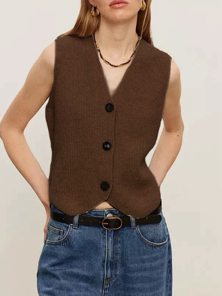 Damen Strickweste mit feiner Rippenstruktur und nachhaltiger Baumwolle ModeGeist