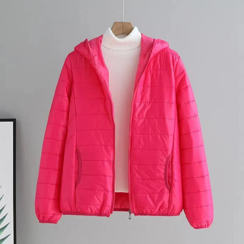Damen gesteppte Übergangsjacke mit praktischen Taschen und Kapuze ModeGeist