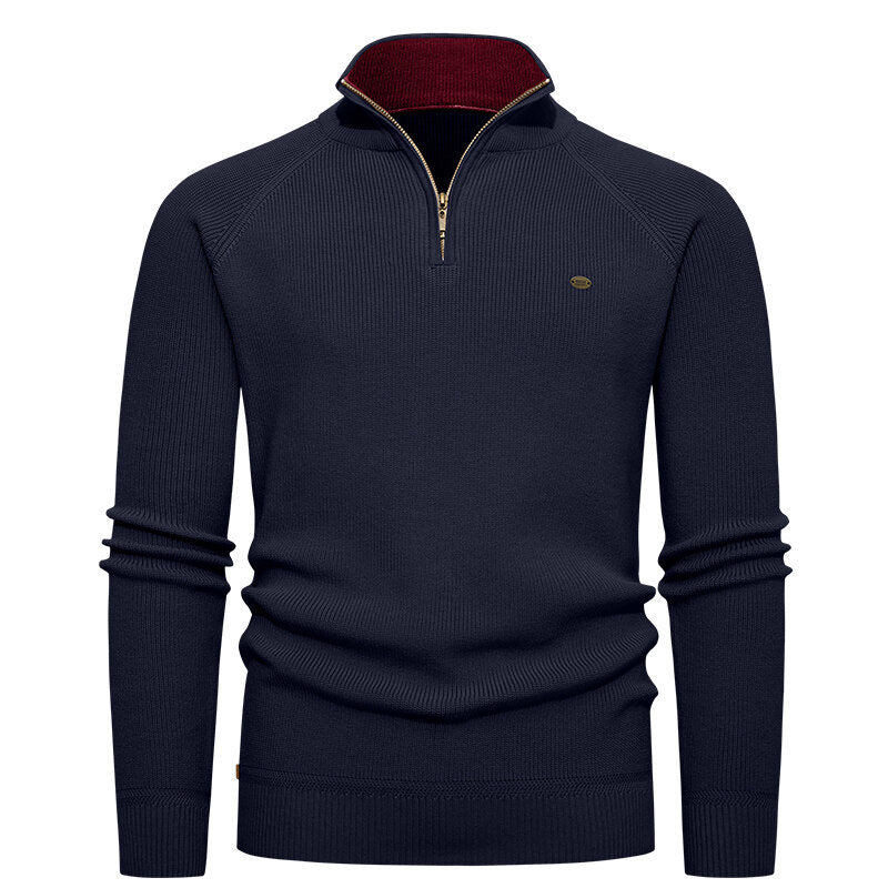Herren Strickpullover mit Stehkragen und Reißverschluss ModeGeist