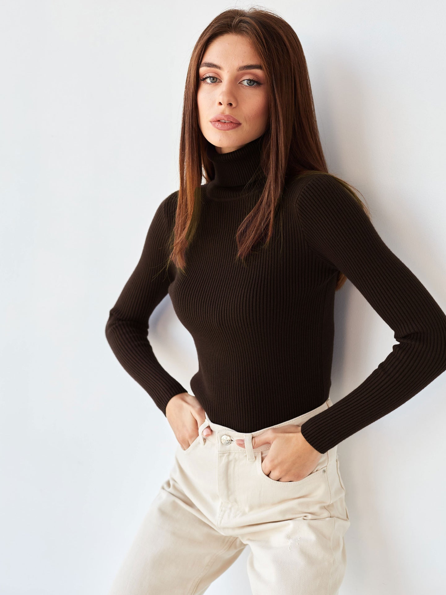 Damen Rollkragenpullover mit geripptem Design und lässigem Schnitt ModeGeist