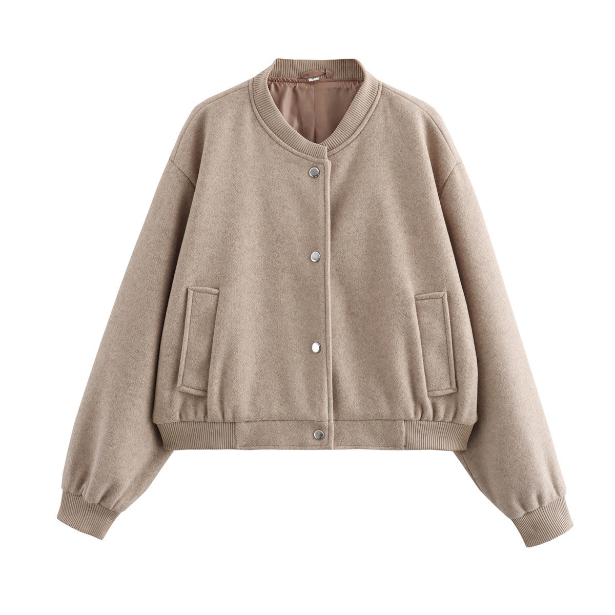 Damen Übergangsjacke mit weichem Wollmaterial und praktischen Taschen ModeGeist