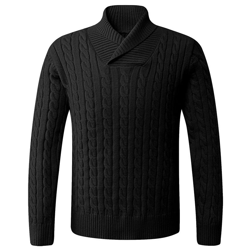 Herren Grobstrickpullover mit modernem Schalkragen und Zopfmuster ModeGeist