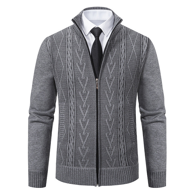 Herren Strickjacke mit modernem Zipper und eleganter Zopfstruktur ModeGeist