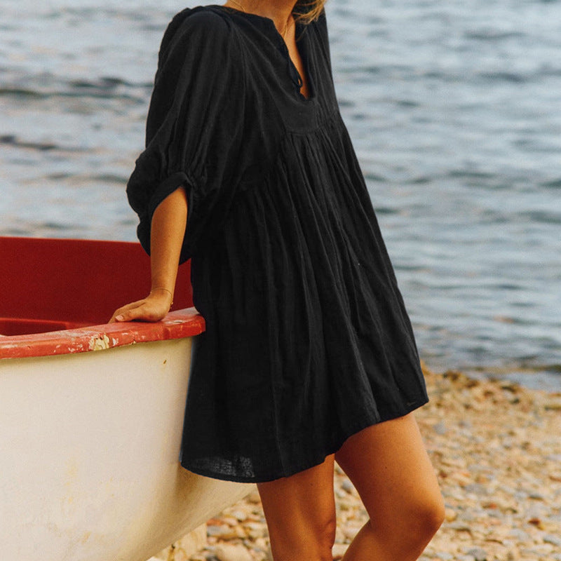 Leichtes Damen Sommerkleid mit weiten Ärmeln und fließendem Fall von MODEGEIST