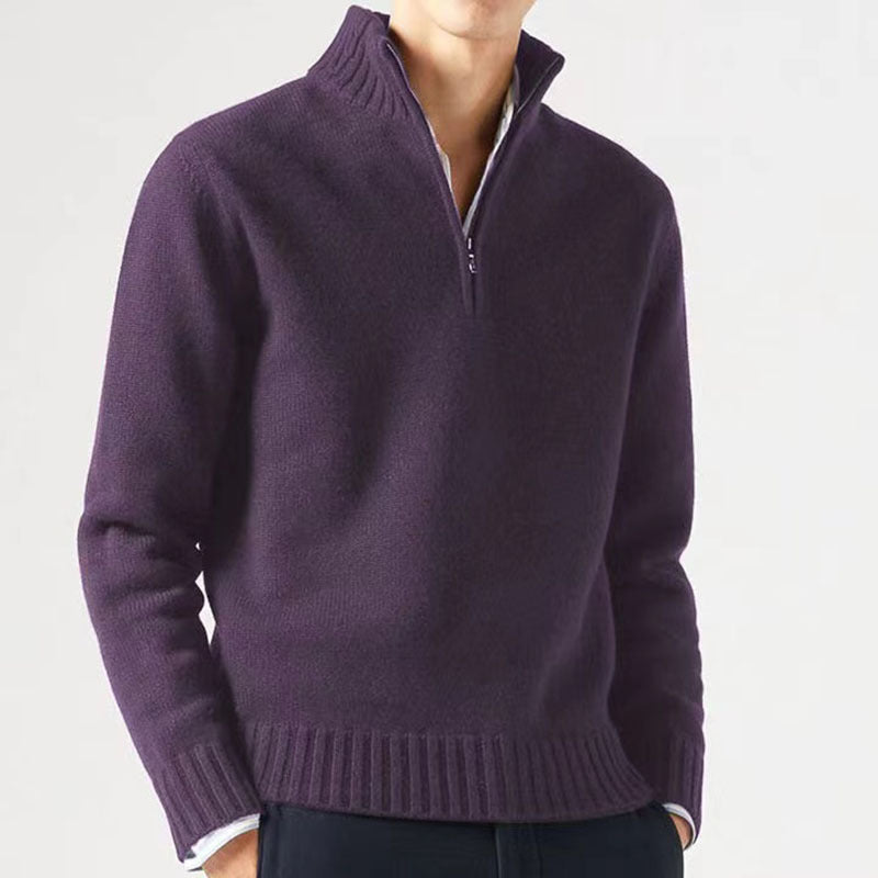 Herren Pullover mit hohem Kragen und modernem Reißverschluss ModeGeist