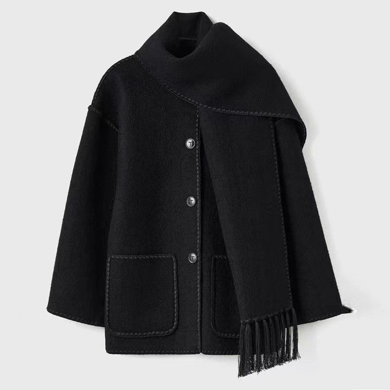 Damen Oversized Strickjacke mit Fransen und Taschen ModeGeist