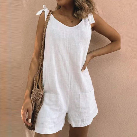 MODEGEIST Damen Playsuit Schleifenträger Hellblau Taschen