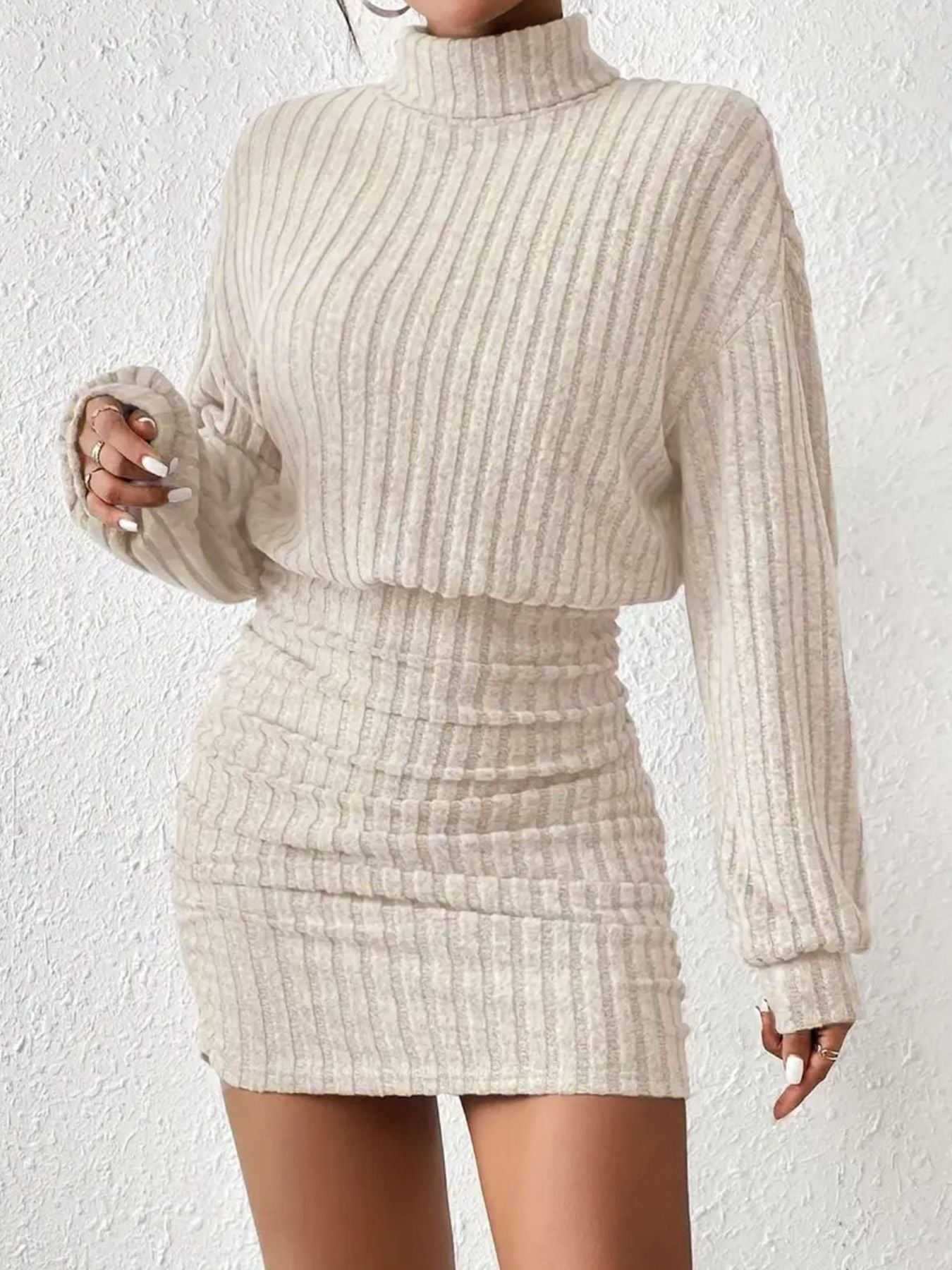 Damen Hochgeschlossener Strickpullover und Rock ModeGeist