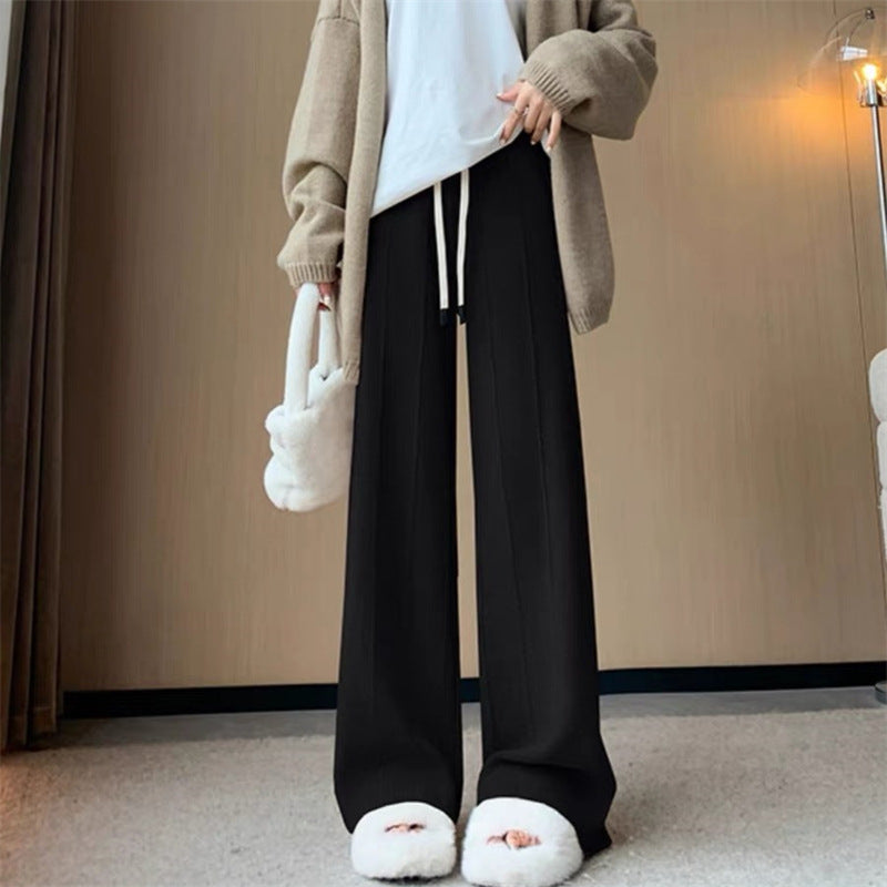 Damen Bequeme, hoch geschnittene Strickhose mit praktischem Bindeband ModeGeist