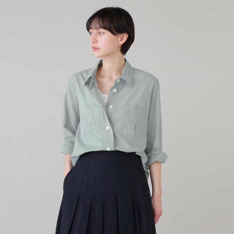 Elegante Damen-Baumwollbluse mit Brusttaschen und klassischem Schnitt von MODEGEIST