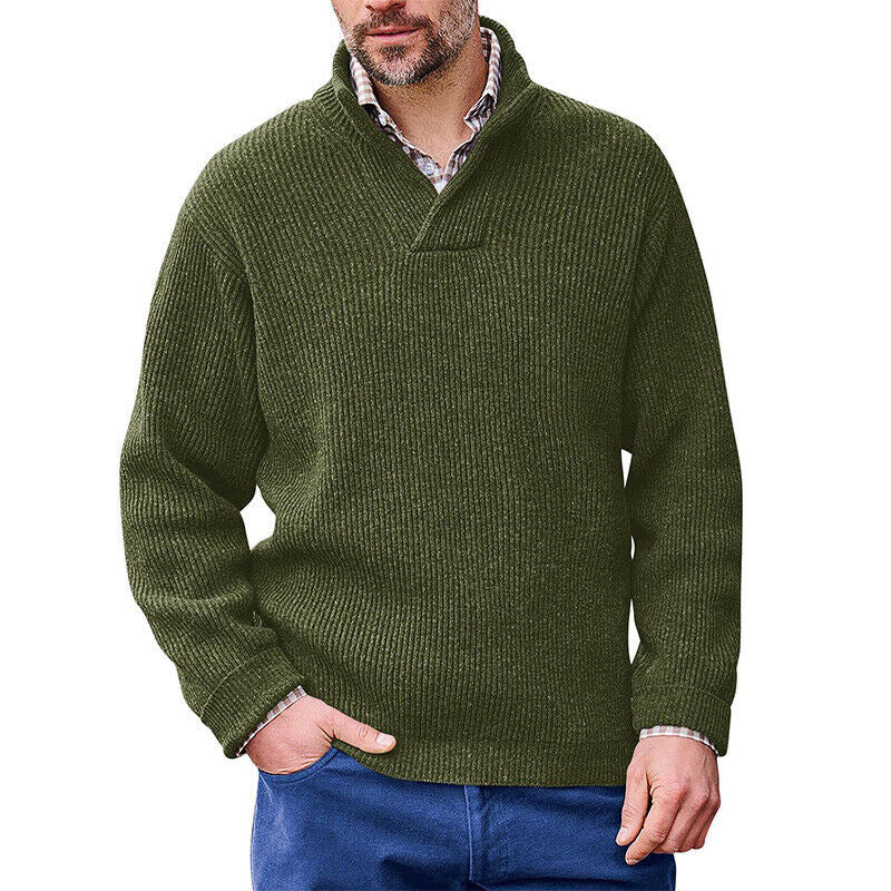 Herren Strickpullover mit modernem Stehkragen und feiner Rippstruktur ModeGeist