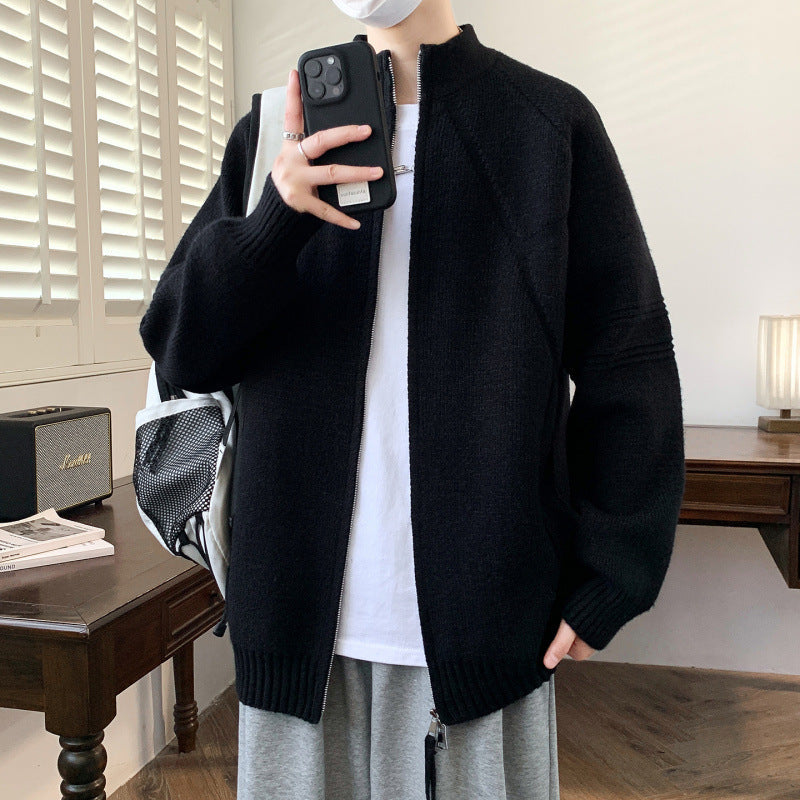 Herren Strickjacke mit hochgeschlossenem Kragen und Reißverschluss ModeGeist