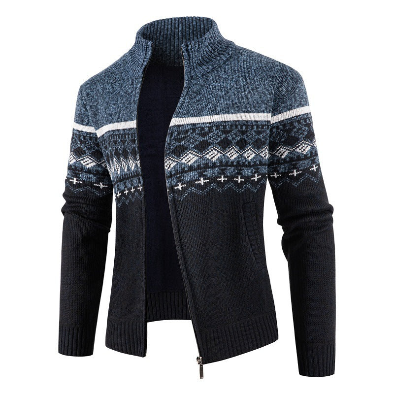 Herren modische Strickjacke mit hohem Kragen ModeGeist