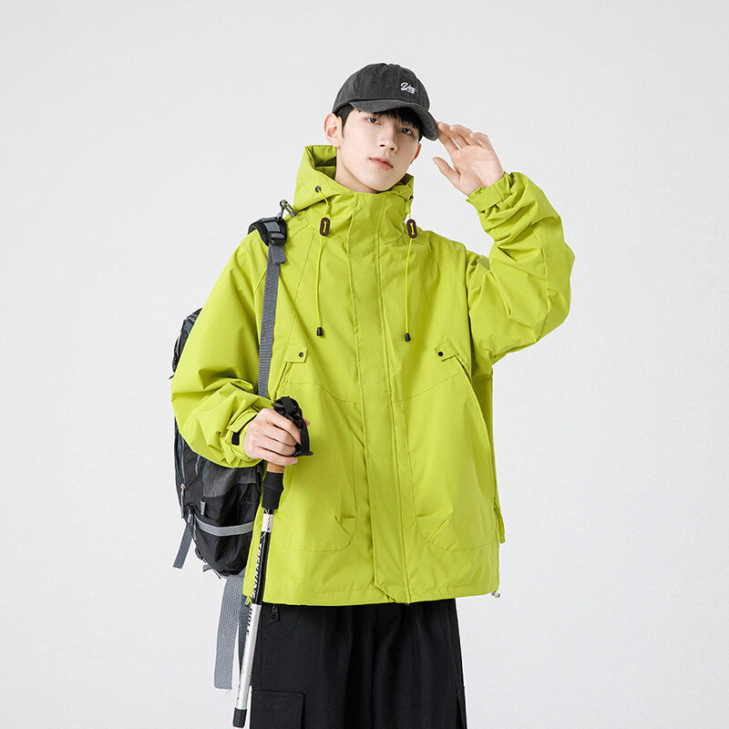 Herren Windbreaker-Jacke mit verstellbarem Kapuzenkragen und praktischen Taschen ModeGeist
