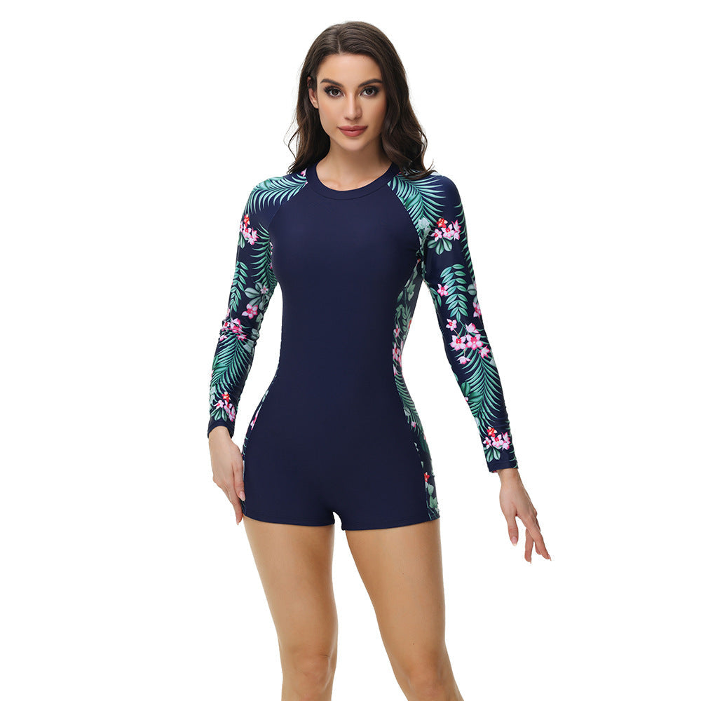 Modischer Damen-Surfanzug mit Blumenmuster und langen Ärmeln