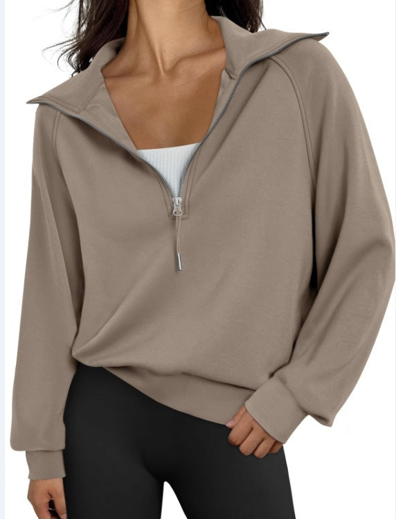 Damen lässiger Sweatpullover mit hohem Kragen und Reißverschluss ModeGeist